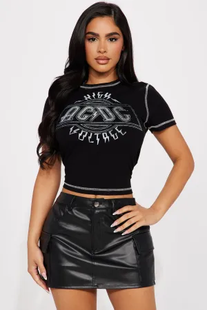 ACDC Rhinestone Fitted Tee - Black