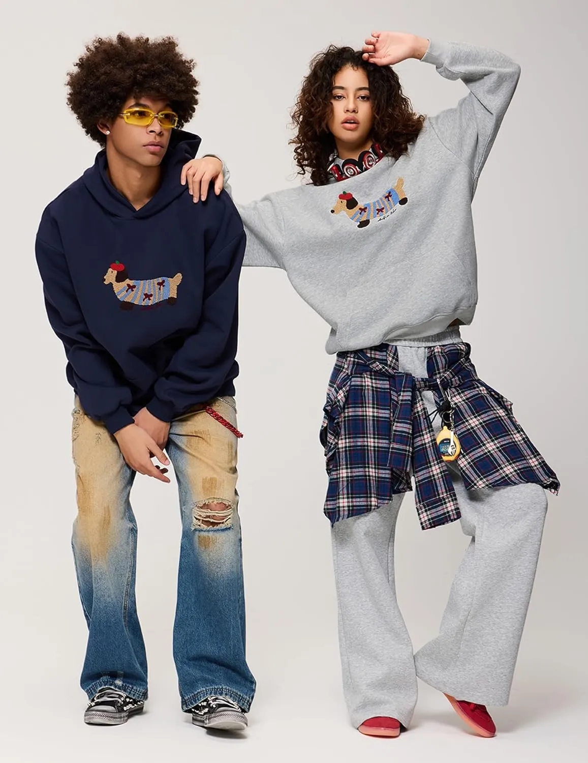 Aelfric Eden Cartoon Dog Hoodie Couple Hooded Sweatshirt Long Sleeve Pullover Oversized Hoodies 2025 Outfits