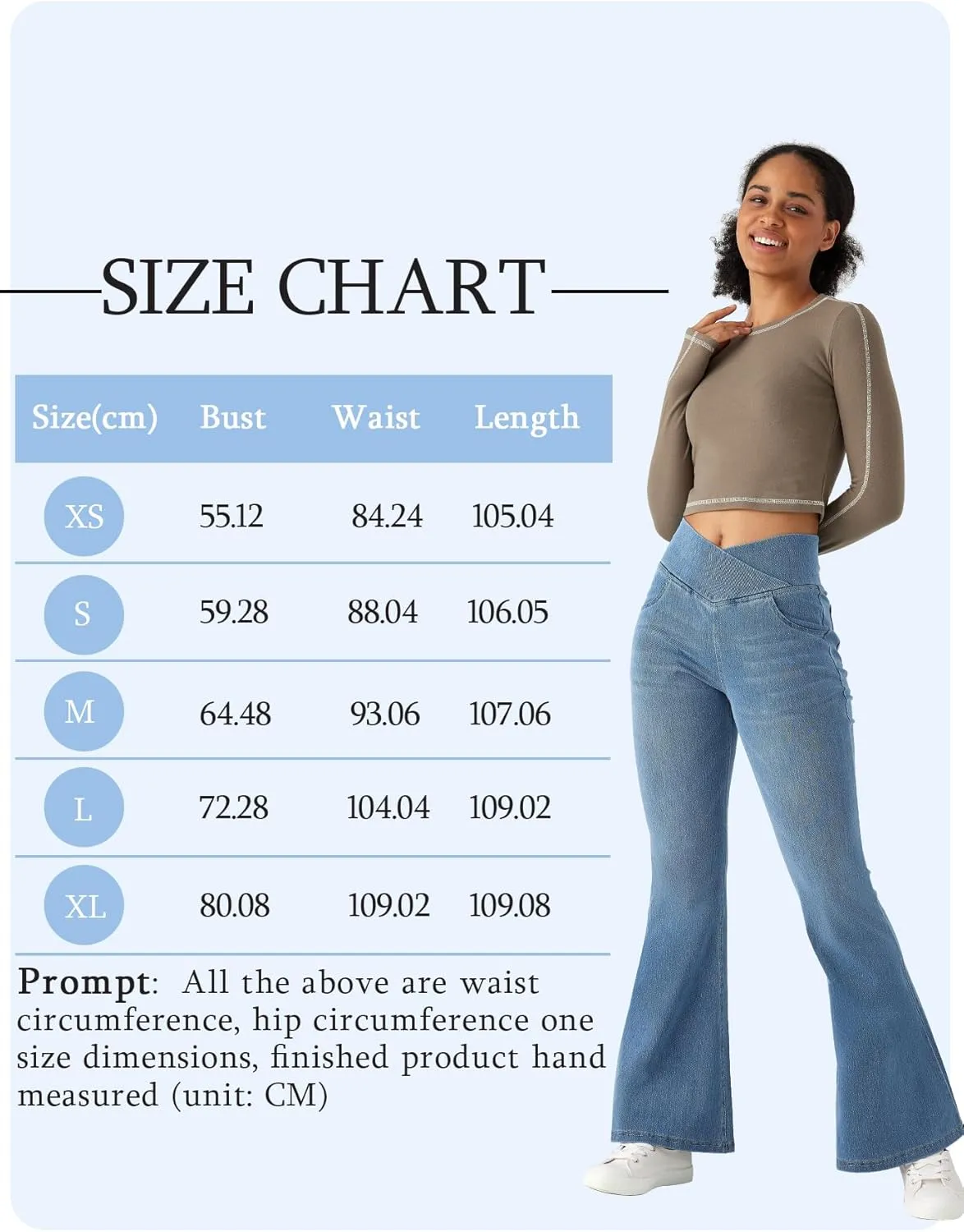 Bell Bottom Jeans for Women High Waisted Stretchy Flare Jeans Pull On Crossover Wide Leg Flared Pants with Pockets
