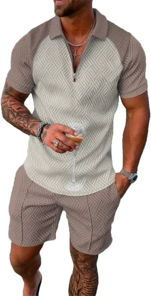 BIRW Mens Short Sets 2 Piece Outfits Polo Shirt Fashion Summer Tracksuits Casual Set Short Sleeve and Shorts Set for Men