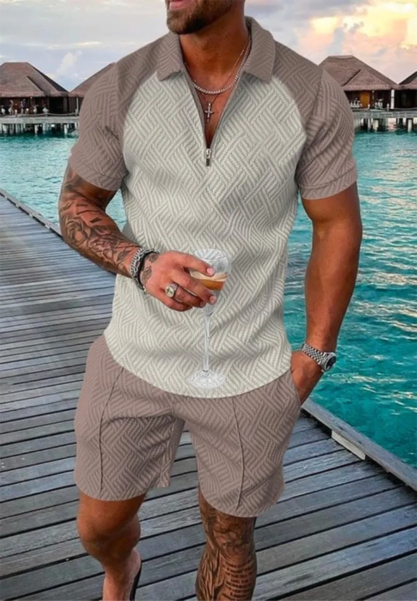 BIRW Mens Short Sets 2 Piece Outfits Polo Shirt Fashion Summer Tracksuits Casual Set Short Sleeve and Shorts Set for Men