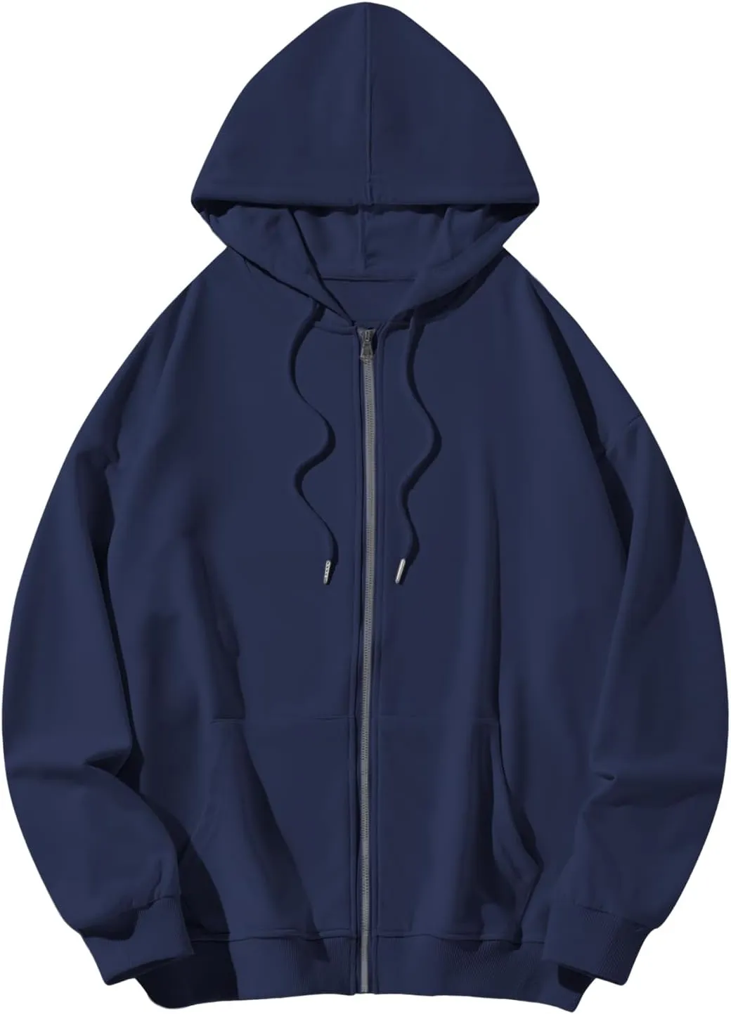 Bobeutou Womens Zip Up Y2K Hoodies Long Sleeve Fall Oversized Casual Drawstring Drop Shoulder Sweatshirts Jacket with Pocket