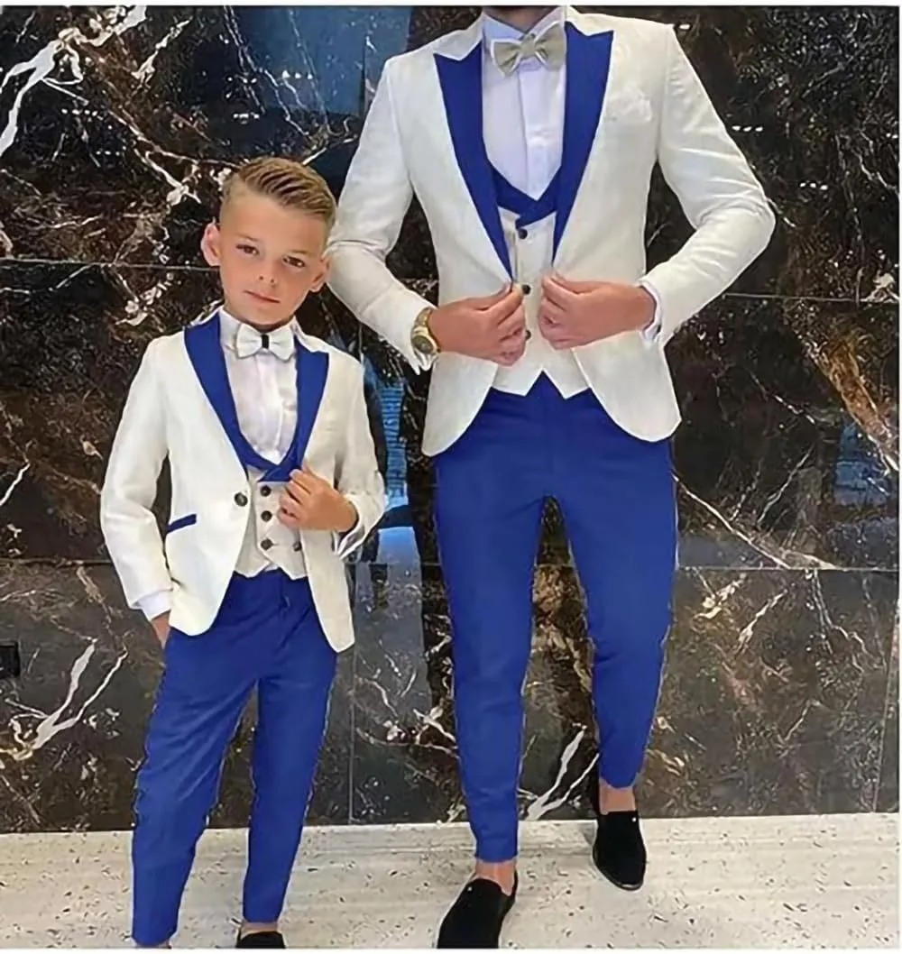 Boys Jacquard 3 Piece Suits Slim Fit Wedding Dinner Blazer Vest Pants Kids Tuxedo Suits for Boys Pageboy Ring Bearer Outfits