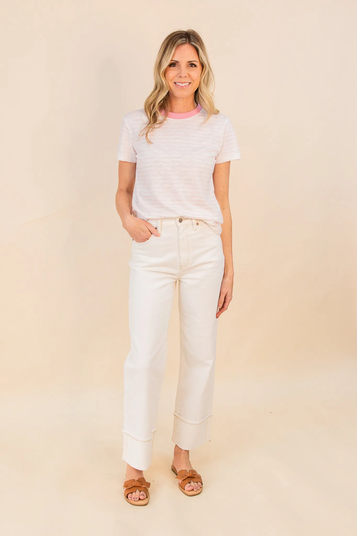 Brinkley Contrast Rib Striped Tee