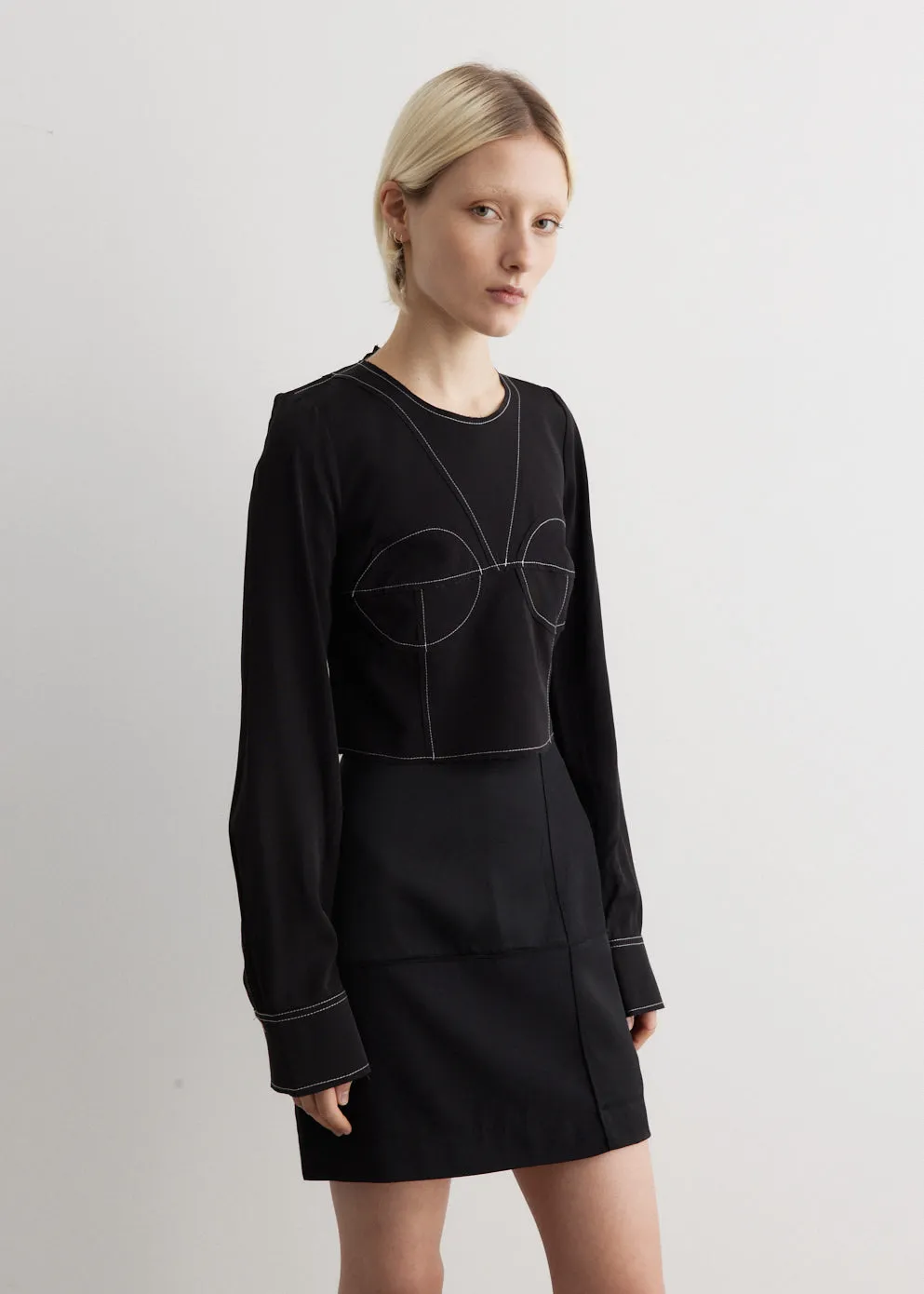 Bustier Contrast Stitch Top