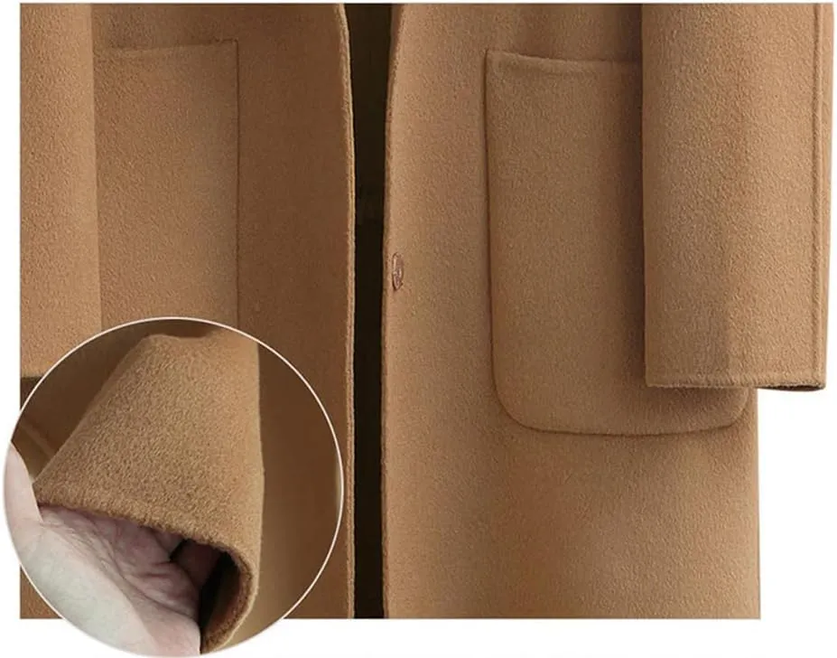 chouyatou Women's Winter Casual Single Breasted Long Wool Coat Formal Office Wool Overcoat