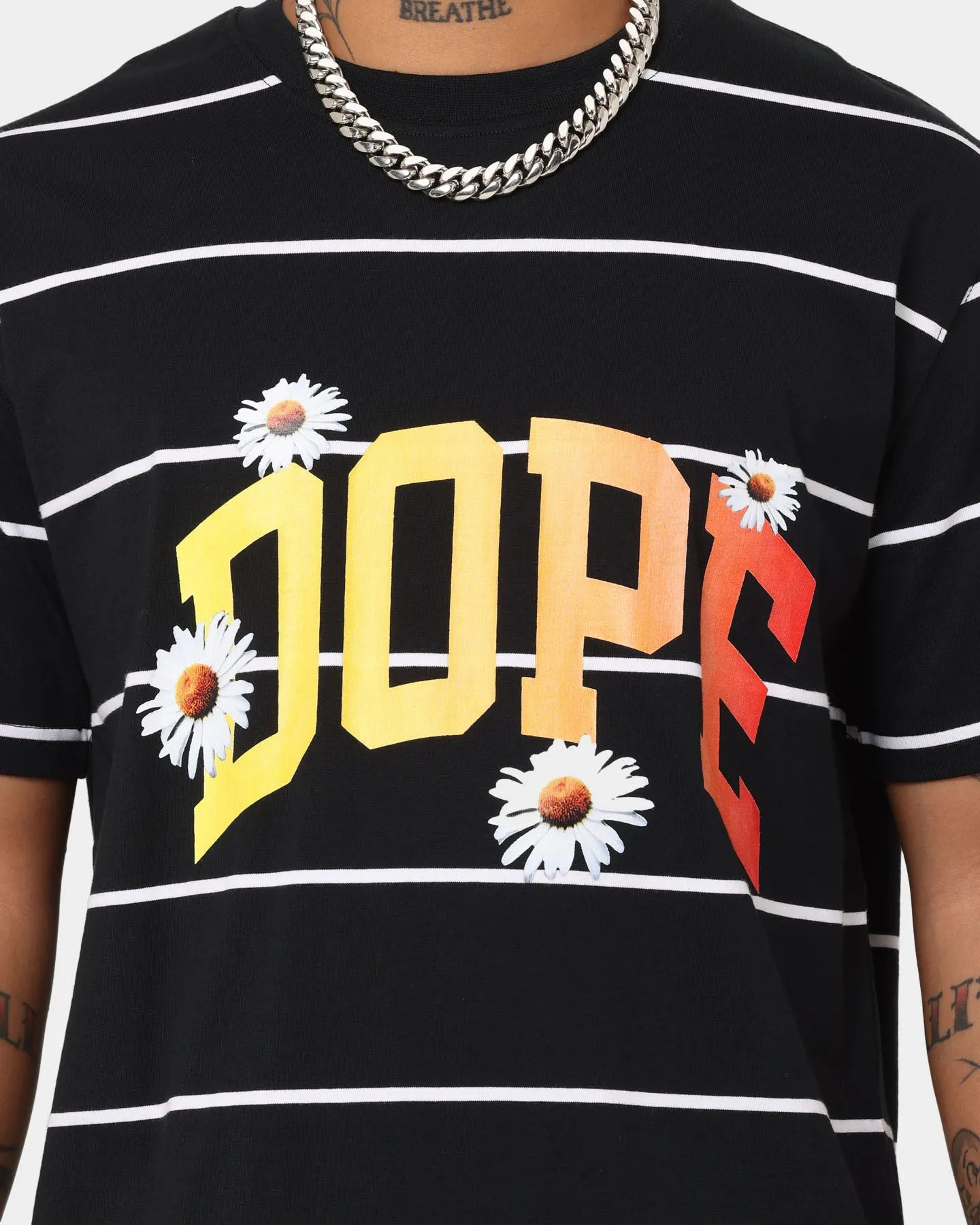 Dope Daisy Stripe T-Shirt Black/White/Multi-Coloured