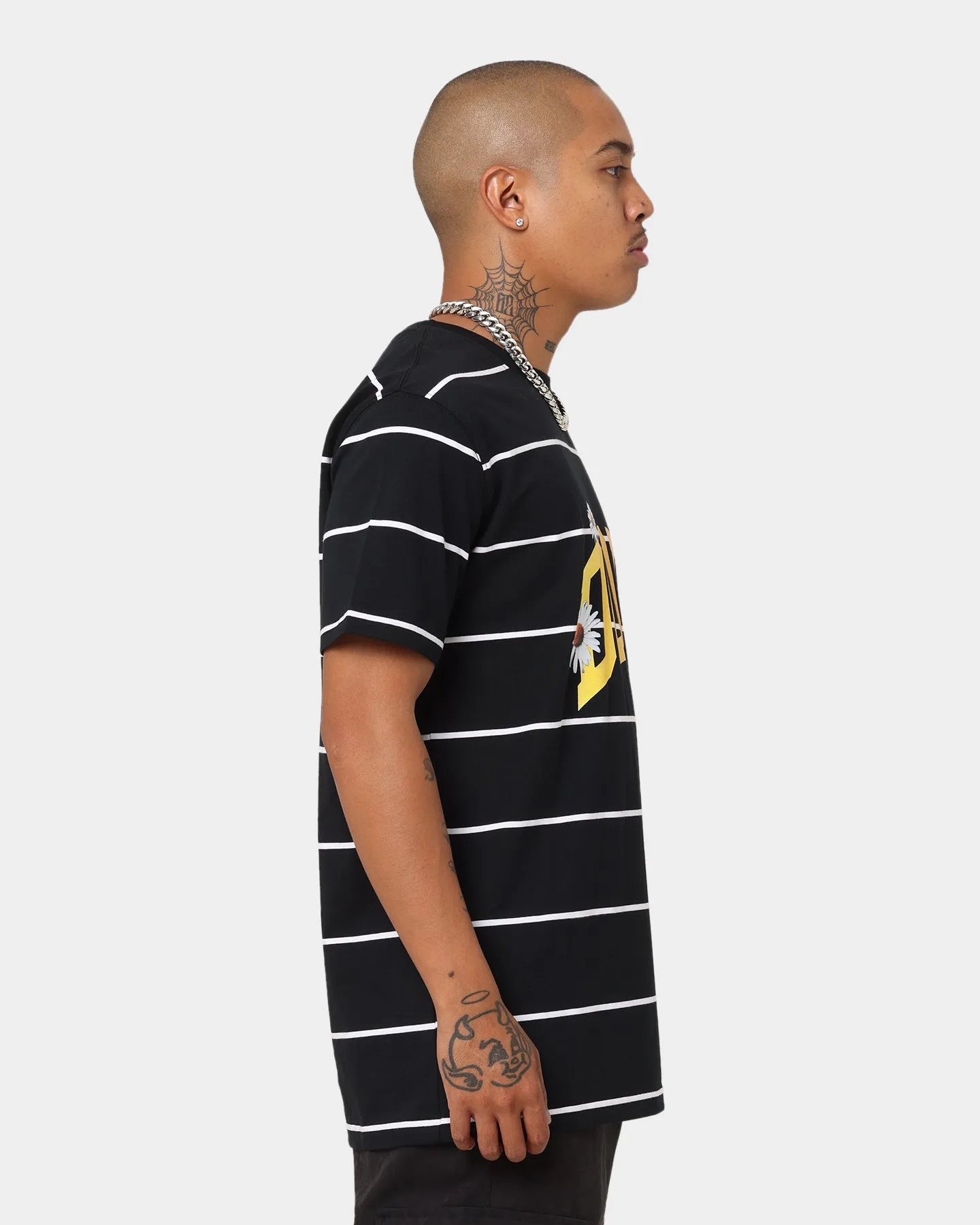 Dope Daisy Stripe T-Shirt Black/White/Multi-Coloured