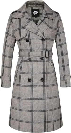 FARVALUE Women's Long Trenchcoat Double Breasted Trench Coat Water Resistant Classic Peacoat with Belt
