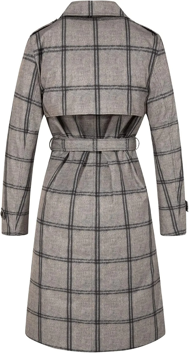 FARVALUE Women's Long Trenchcoat Double Breasted Trench Coat Water Resistant Classic Peacoat with Belt