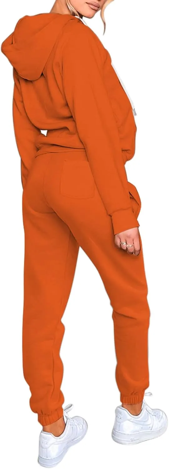 Fixmatti Womens Tracksuit Zip Up Hoodie Sweatsuits 2 Pieces Jogger Sets with Pockets
