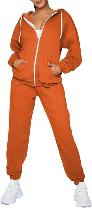 Fixmatti Womens Tracksuit Zip Up Hoodie Sweatsuits 2 Pieces Jogger Sets with Pockets
