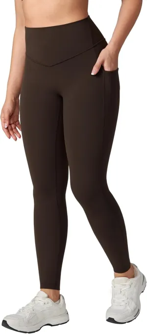 Hugcurve No Front Seam High Waisted Workout Leggings with Pockets for Women Buttery Soft Yoga Pants Gym Tights - 25''