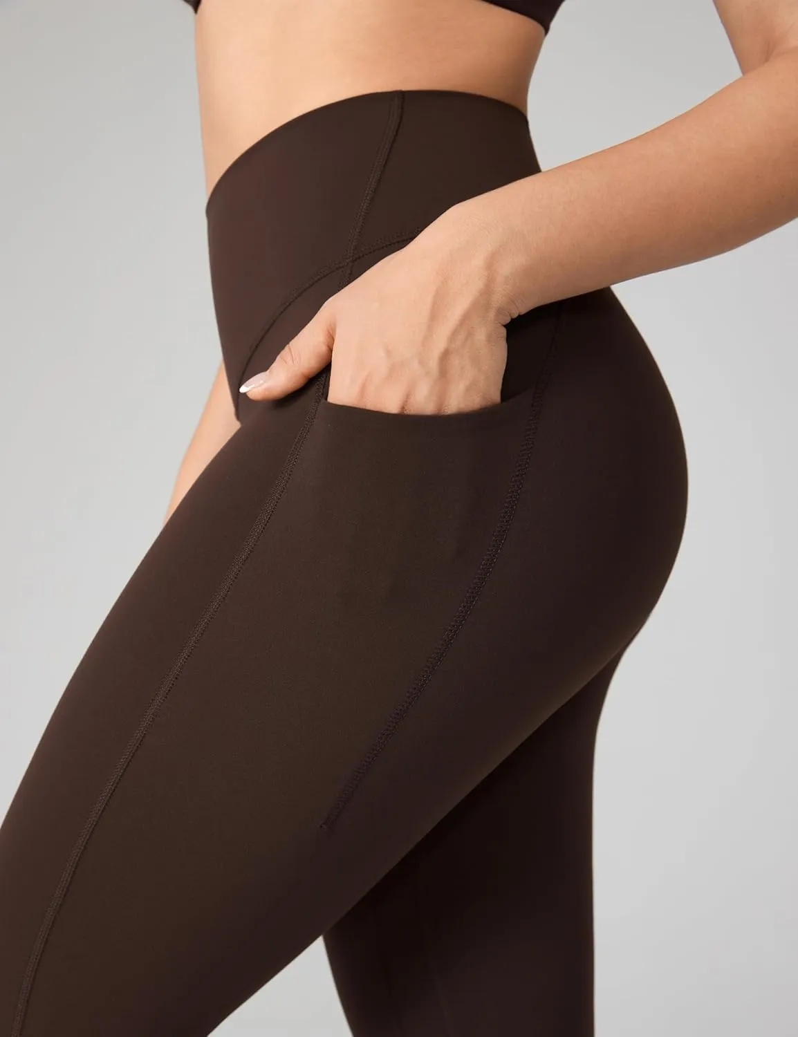 Hugcurve No Front Seam High Waisted Workout Leggings with Pockets for Women Buttery Soft Yoga Pants Gym Tights - 25''
