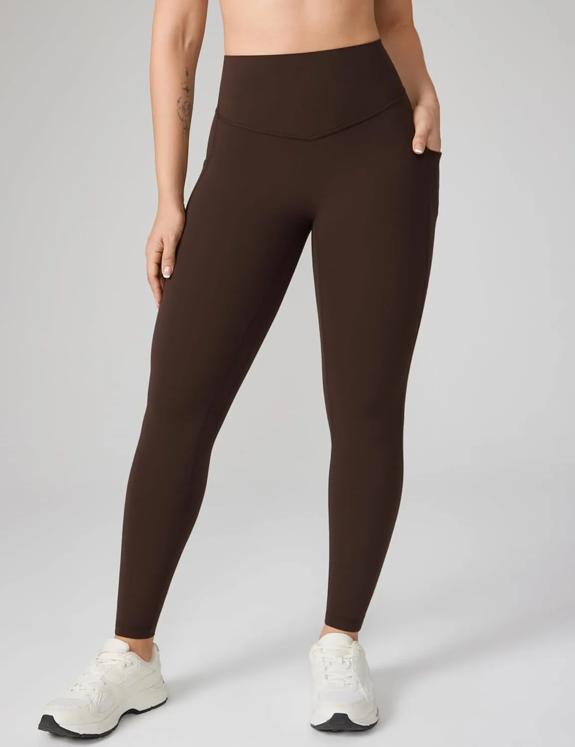 Hugcurve No Front Seam High Waisted Workout Leggings with Pockets for Women Buttery Soft Yoga Pants Gym Tights - 25''