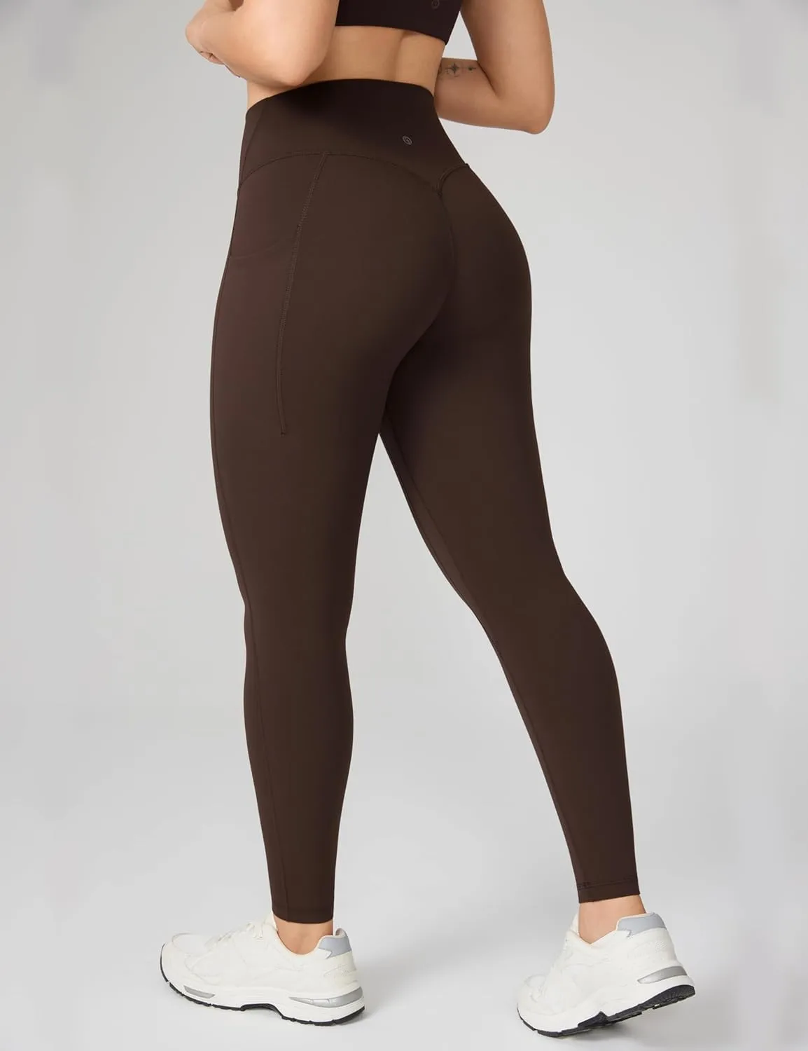 Hugcurve No Front Seam High Waisted Workout Leggings with Pockets for Women Buttery Soft Yoga Pants Gym Tights - 25''