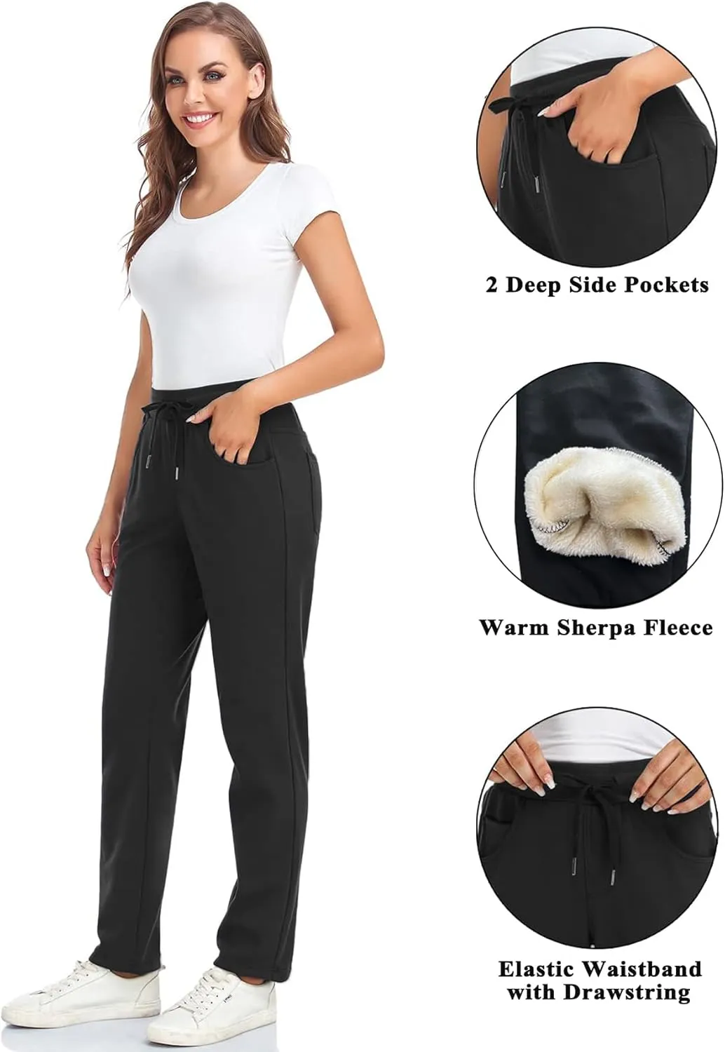 Inno Women's 28" 31" 34" 36" Sherpa Polar Fleece Lined Jogger Pants Warm Sweatpants Thermal Athletic Lounge Petite Tall
