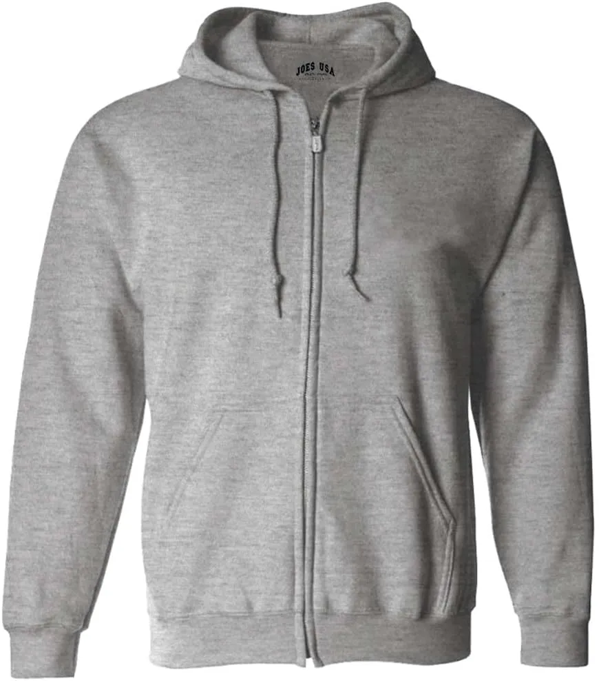 Joe's USA Men's Full Zipper Hoodies - Hooded Sweatshirts in 25 Colors. Sizes S-5XL