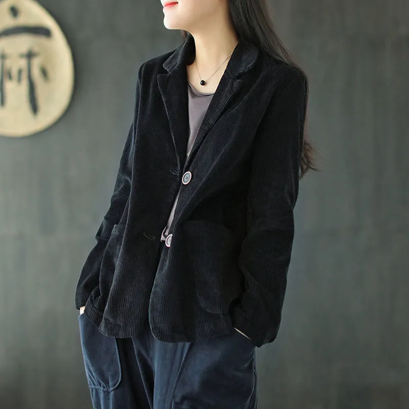 Joskaa Christmas Gift Blazers Women Corduroy Daily Popular Oversized Notched Vintage Pure Harajuku Simple Stylish Autumn All-match Retro Ins College