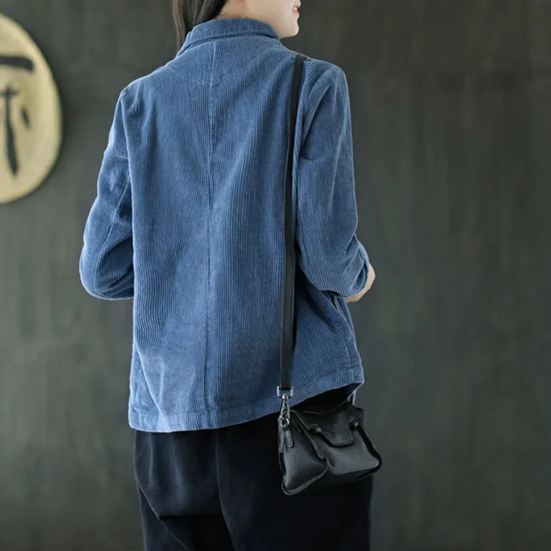 Joskaa Christmas Gift Blazers Women Corduroy Daily Popular Oversized Notched Vintage Pure Harajuku Simple Stylish Autumn All-match Retro Ins College