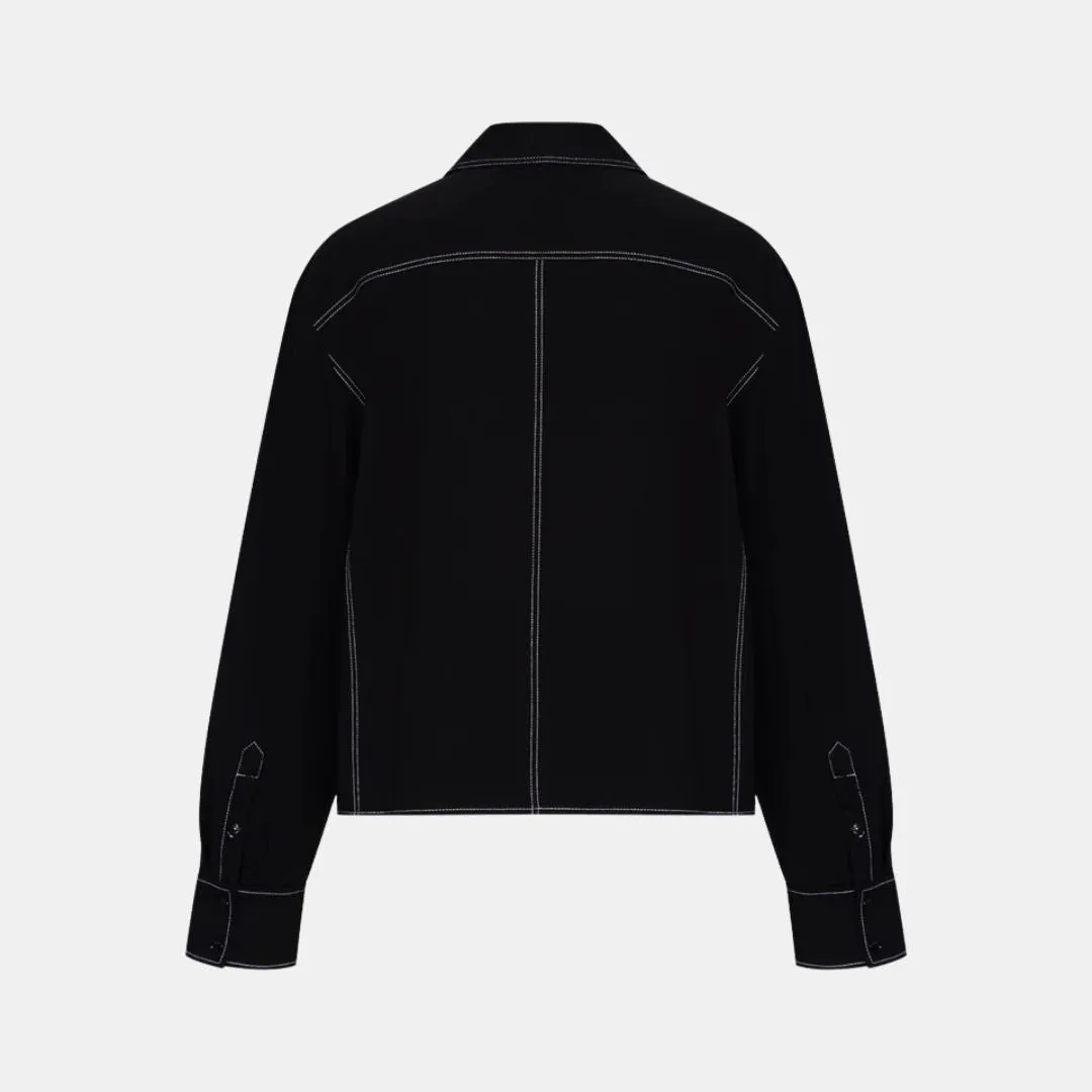 Juni Contrast Stitch Long Sleeve Jacket (Black)