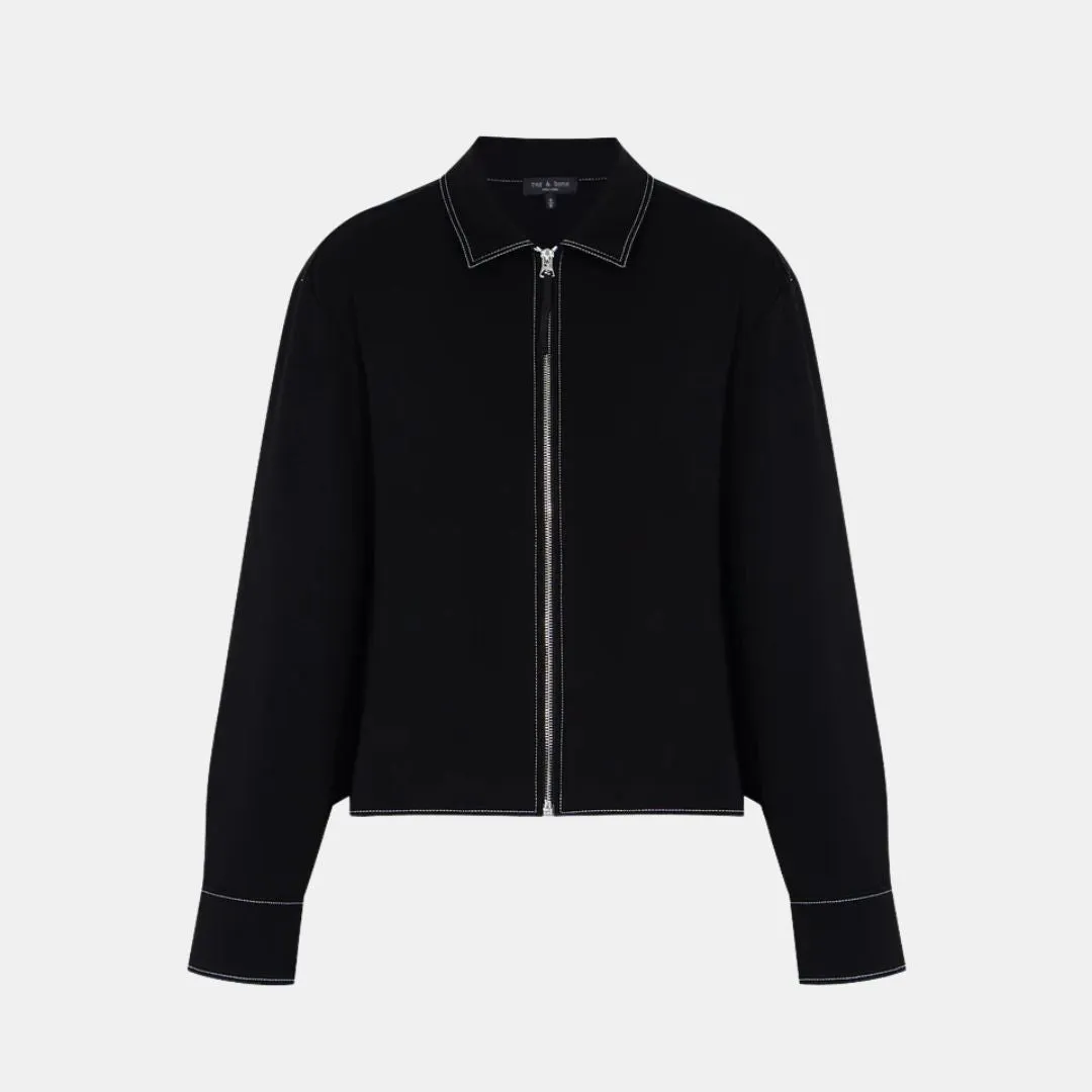 Juni Contrast Stitch Long Sleeve Jacket (Black)