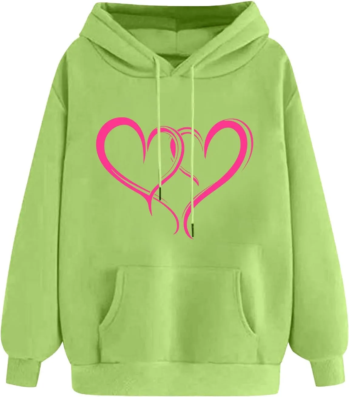 maisdgop Oversized Hoodies for Women Long Sleeve Heart Print Drawstring Hooded Sweatshirts Causal 2025 Valentines Pullover