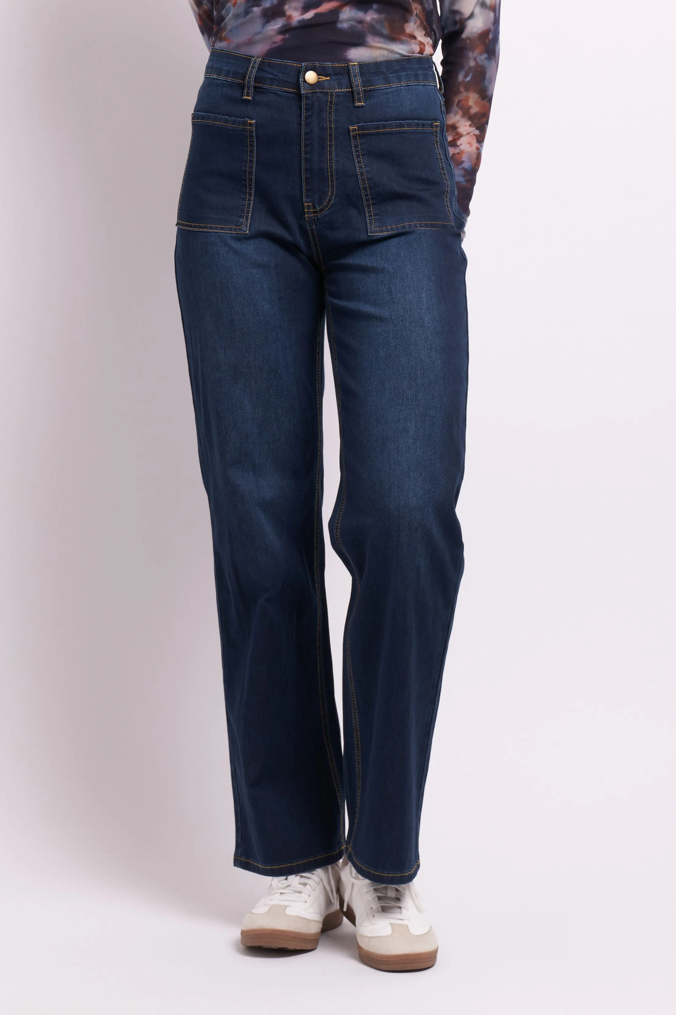 Memo Contrast Stitch Jean TP13758 Dark Indigo
