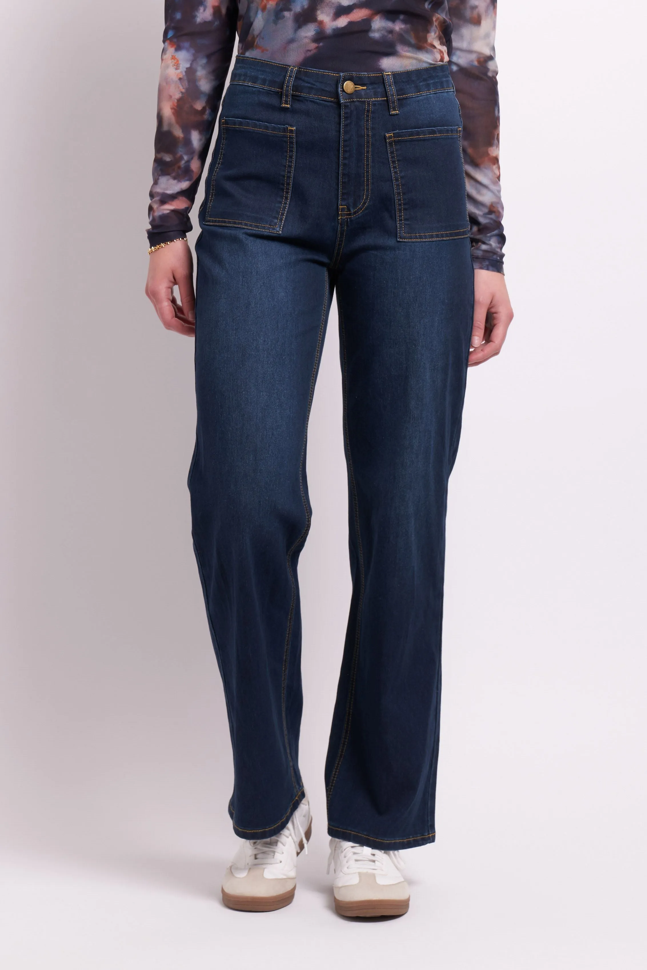 Memo Contrast Stitch Jean TP13758 Dark Indigo