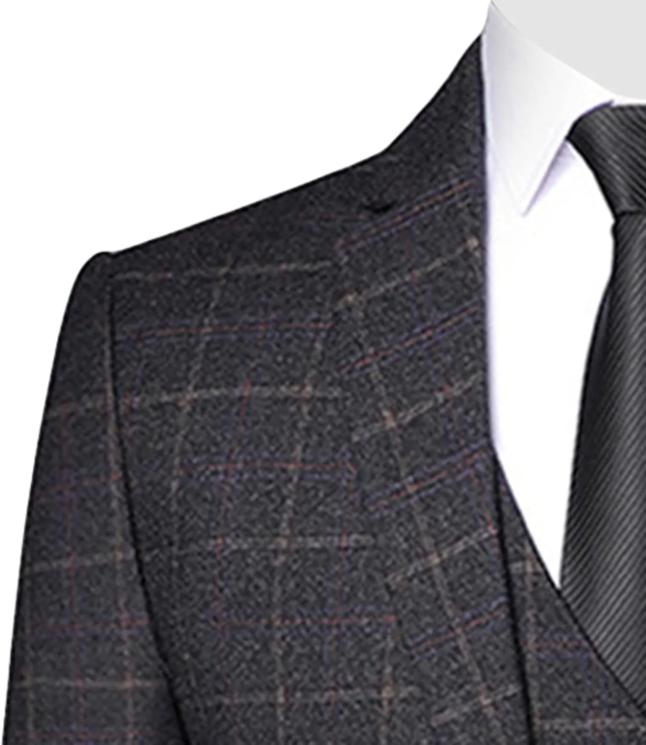 Men's 3 Piece Plaid Suit Check Single Breasted One Button Blazer Set Vintage Formal Dress Party Jacket Vest Pants
