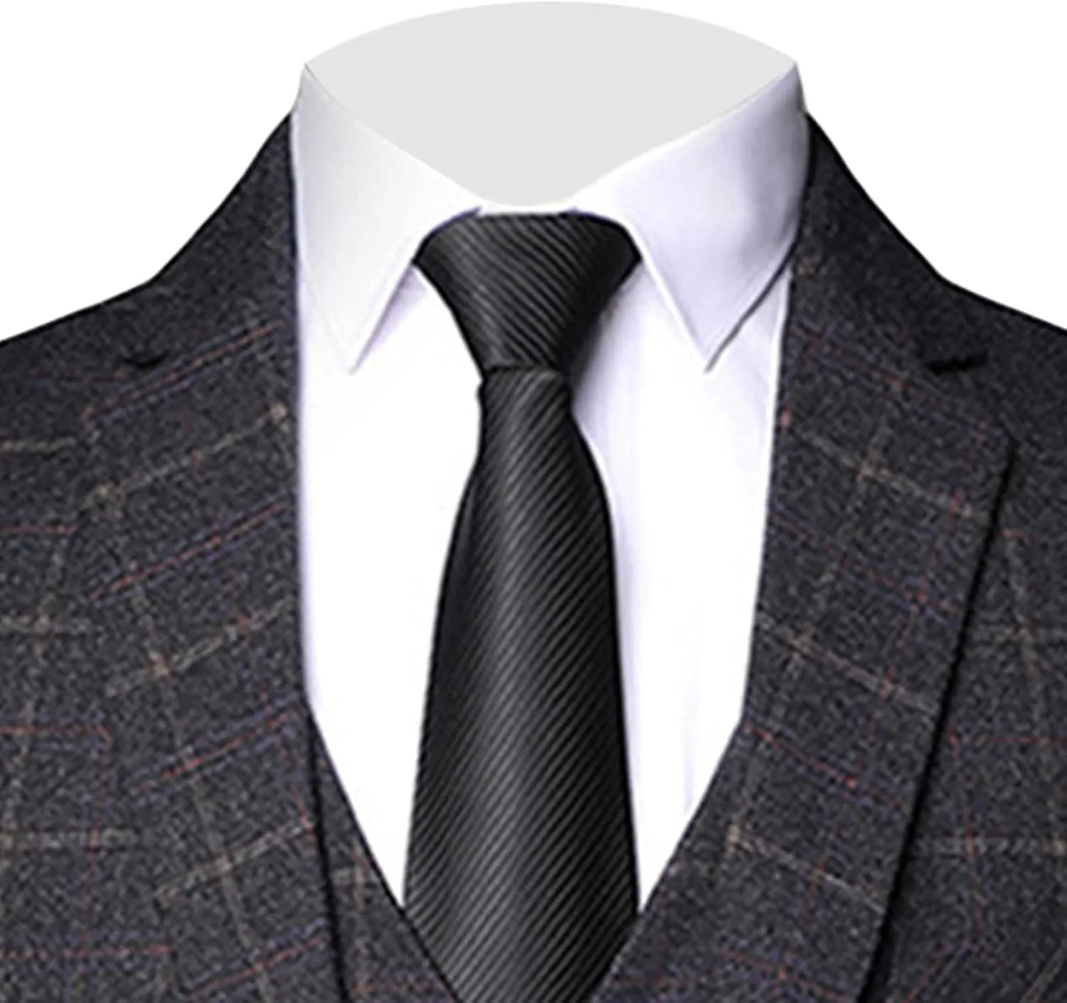 Men's 3 Piece Plaid Suit Check Single Breasted One Button Blazer Set Vintage Formal Dress Party Jacket Vest Pants