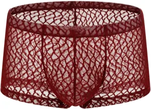 Men's See Through Lace Hollow Boxer Briefs Underwear Lingerie Booty Shorts Summer