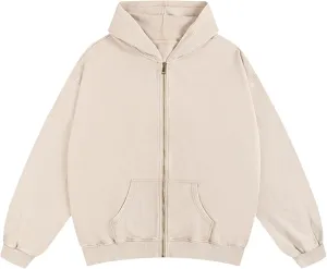 Mens Zip Up Hoodie Women Full Zip Hoodies Vintage Acid Wash Oversized Sweatshirts Hooded Sweatshirt Streetwear