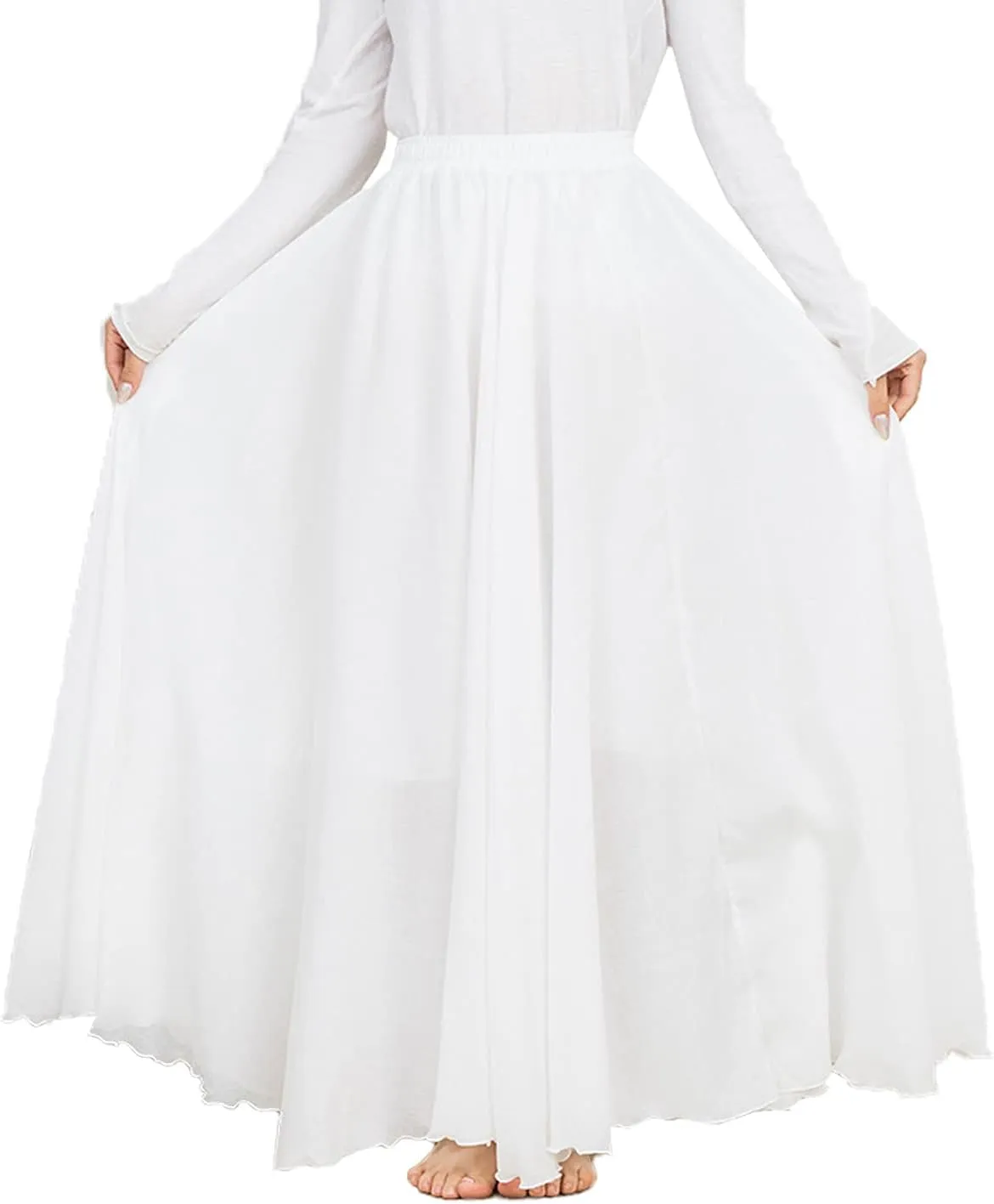 PEHMEA Women's Bohemian Cotton Linen Elastic Waist Full Circle Flowy Long Maxi Skirt