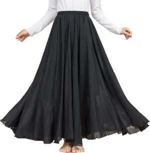 PEHMEA Women's Bohemian Cotton Linen Elastic Waist Full Circle Flowy Long Maxi Skirt