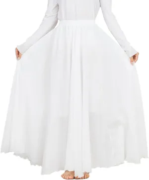 PEHMEA Women's Bohemian Cotton Linen Elastic Waist Full Circle Flowy Long Maxi Skirt