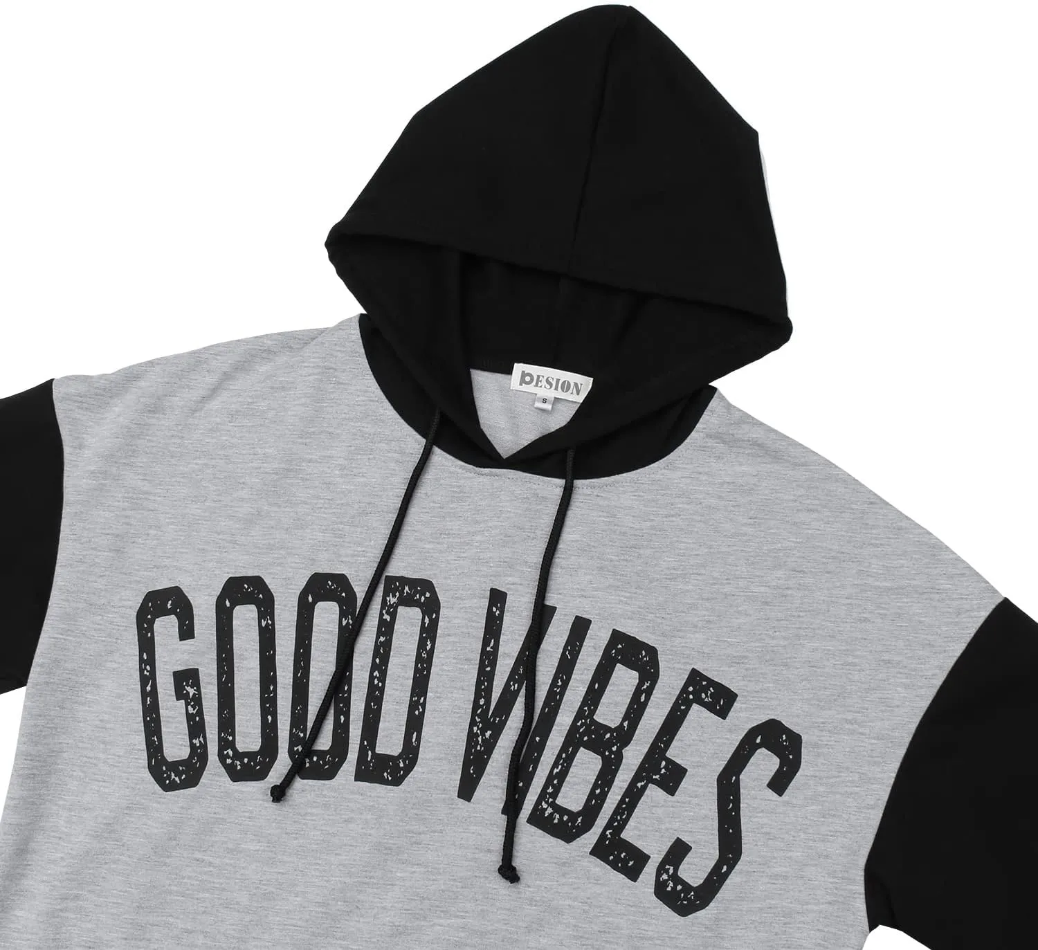 PESION Womens Pullover Hoodies Oversized Graphic Color Block Novelty Hoodie Sweatshirts with Pockets