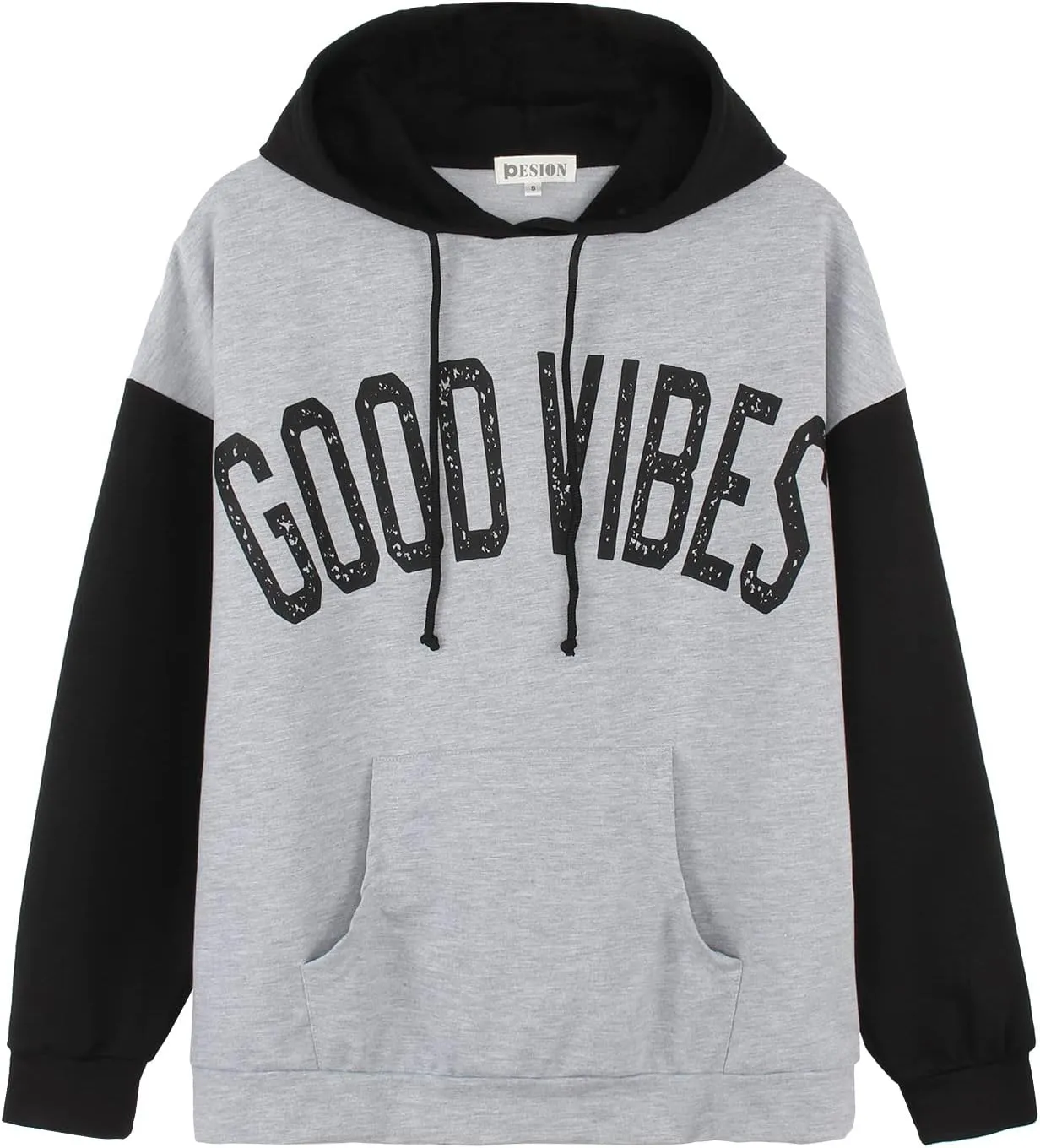 PESION Womens Pullover Hoodies Oversized Graphic Color Block Novelty Hoodie Sweatshirts with Pockets