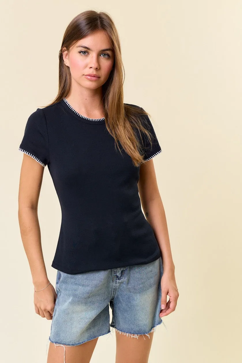 Round Neck Cotton Jersey Tee