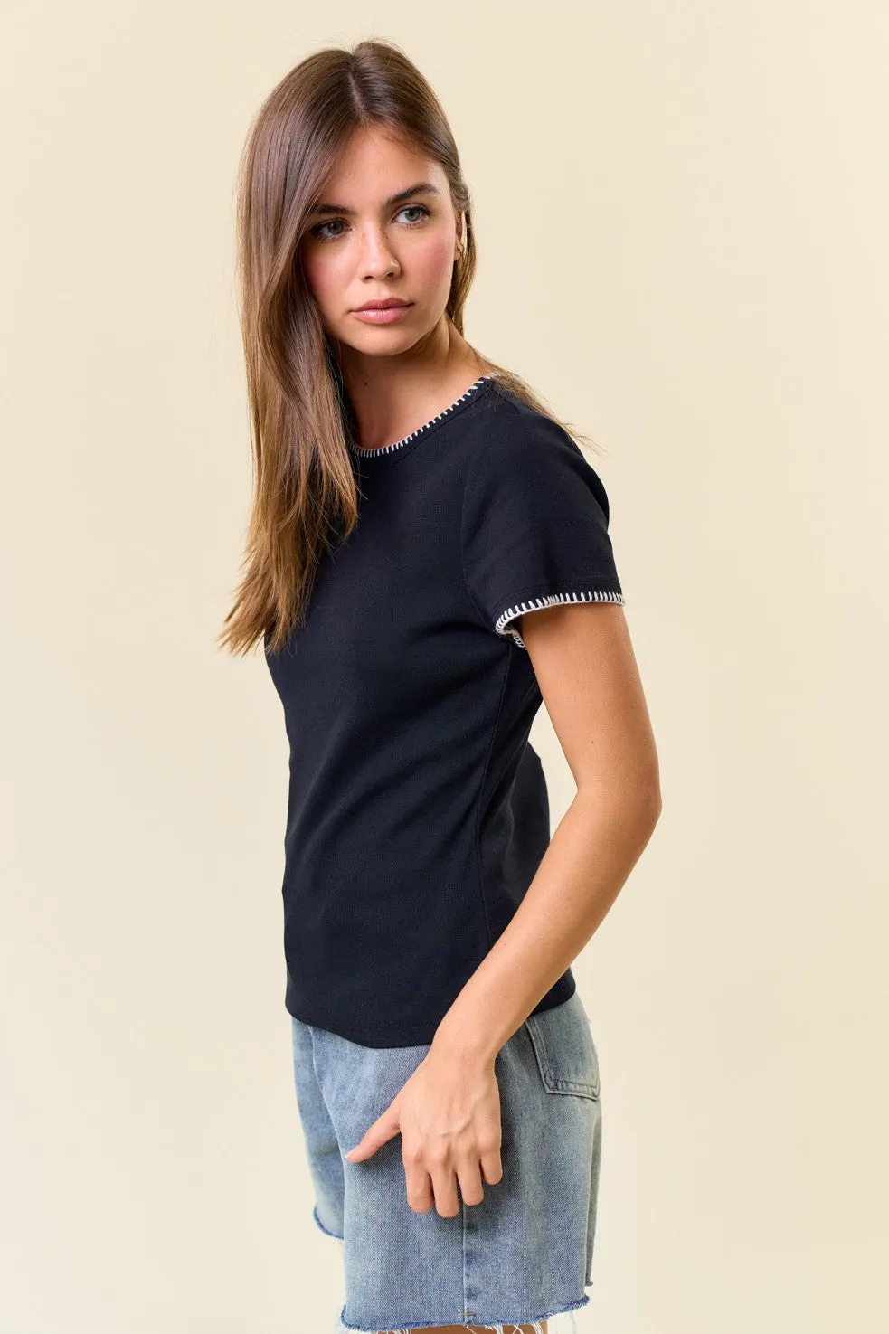 Round Neck Cotton Jersey Tee