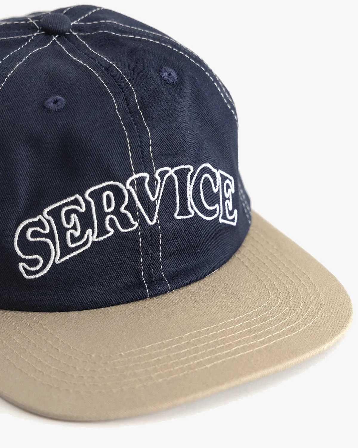 Service Works Arch Logo Contrast Stitch Cap - Navy / Khaki
