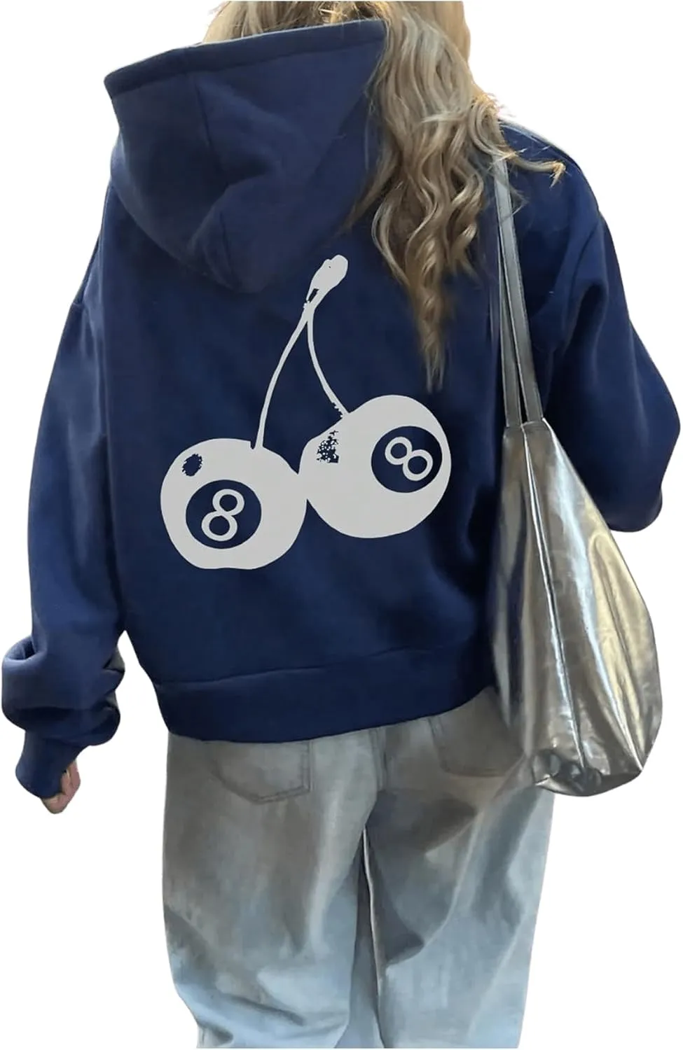 SHENHE Women's Oversized Cherry Graphic Drawstring Hoodie Casual Pullover Sweatshirts with Pocket
