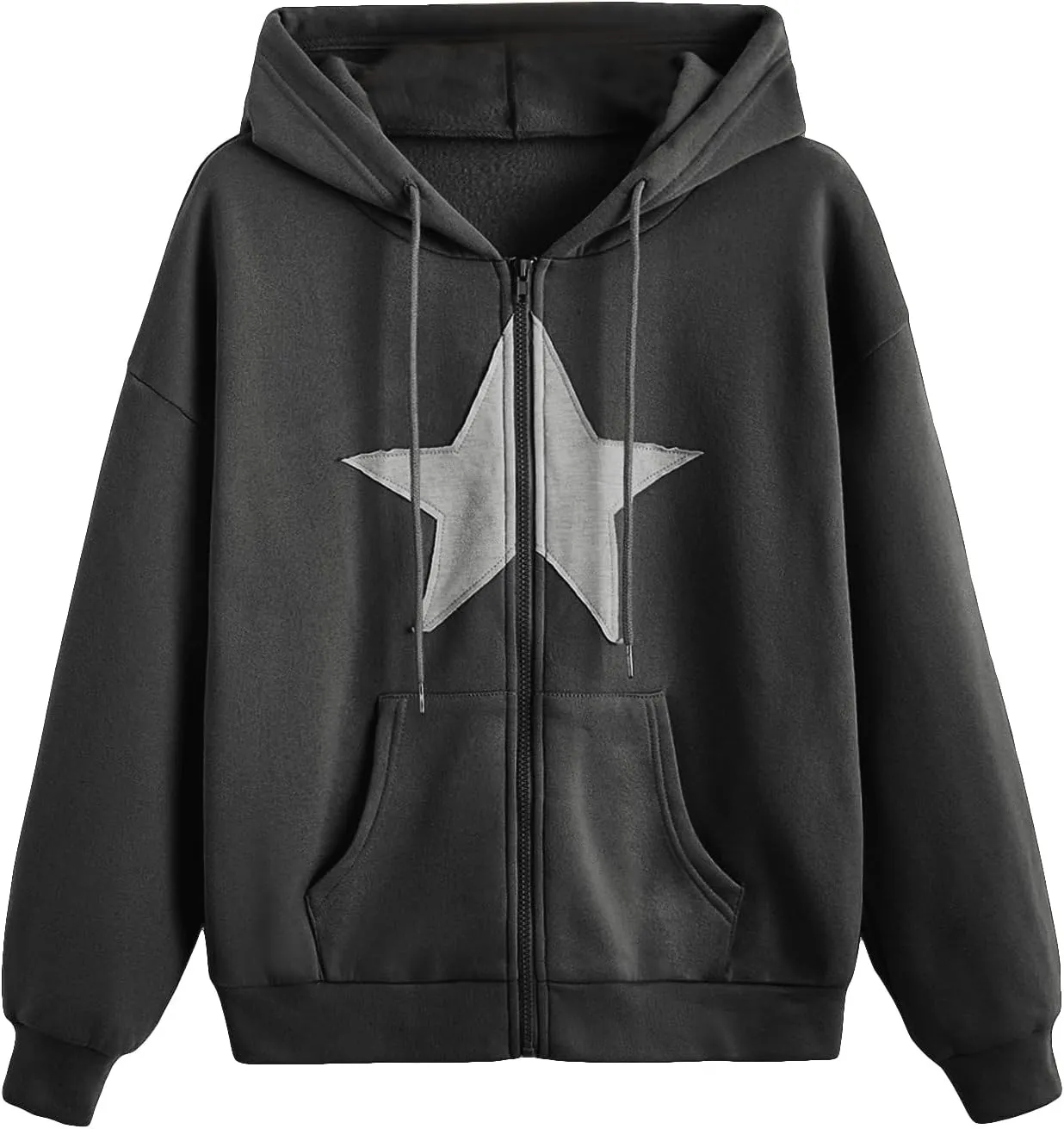 SOLY HUX Women's Zip Up Y2k Hoodies Jacket Star Print Graphic Drawstring Long Sleeve Sweatshirt