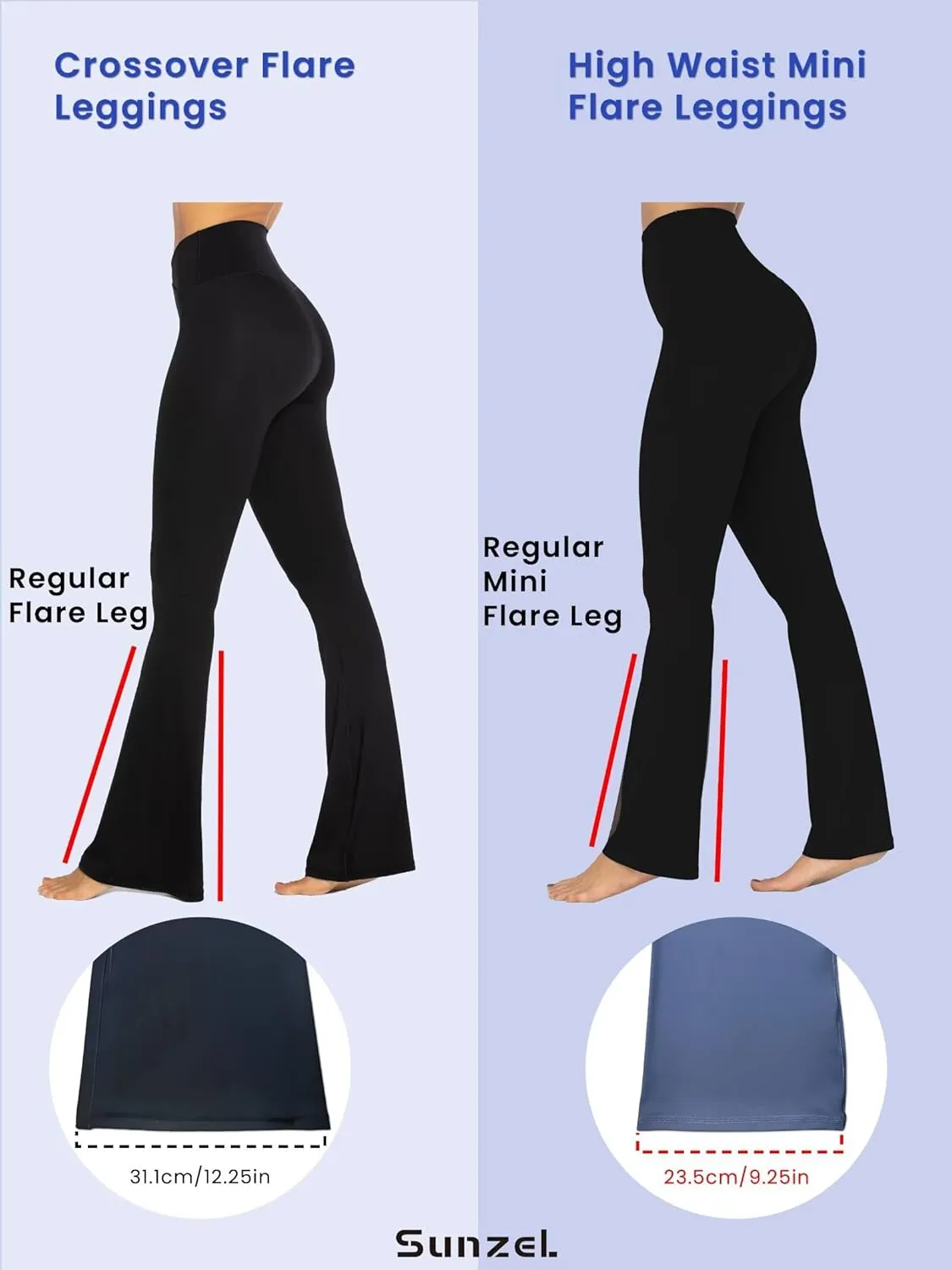 Sunzel High Waisted Mini Flare Leggings for Women, Workout Bootcut Flared Yoga Pants with Tummy Control for Casual Gym