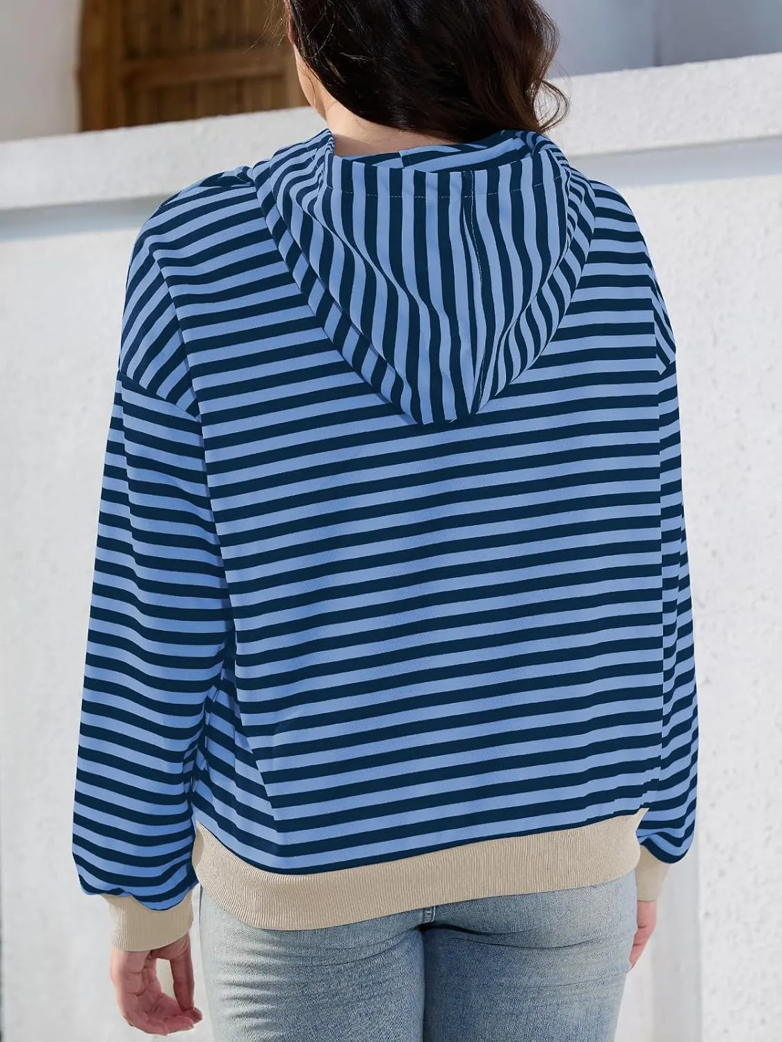 Sureple Women'S Hoodies Loose Fit Sweatshirts Pullover Lightweight Long Sleeve Striped Fall Outfits Fashion Clothes