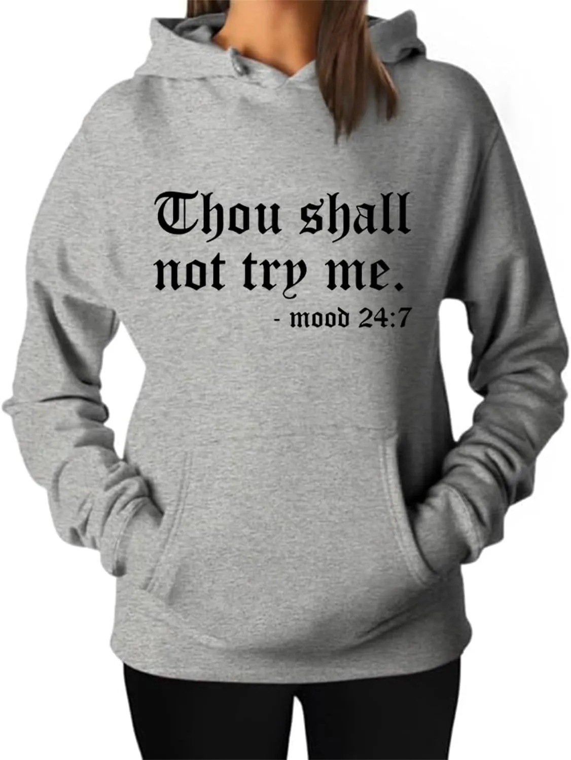Teen Girls Womens Funny Hoodies Letter Printed Thou Shall Not Try Me Women's Hoodie Pullover Sweatshirt