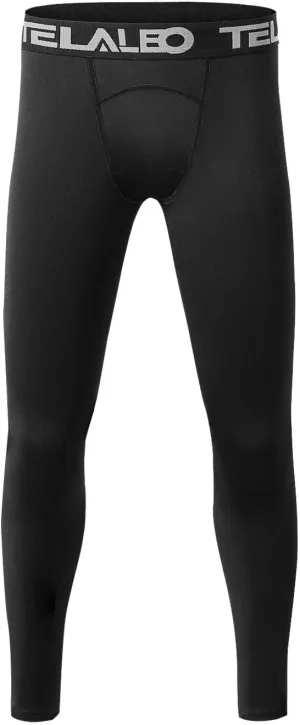 TELALEO 1/2/3/4 Pack Boys' Youth Compression Leggings Pants Tights Athletic Base Layer for Running Hockey Basketball