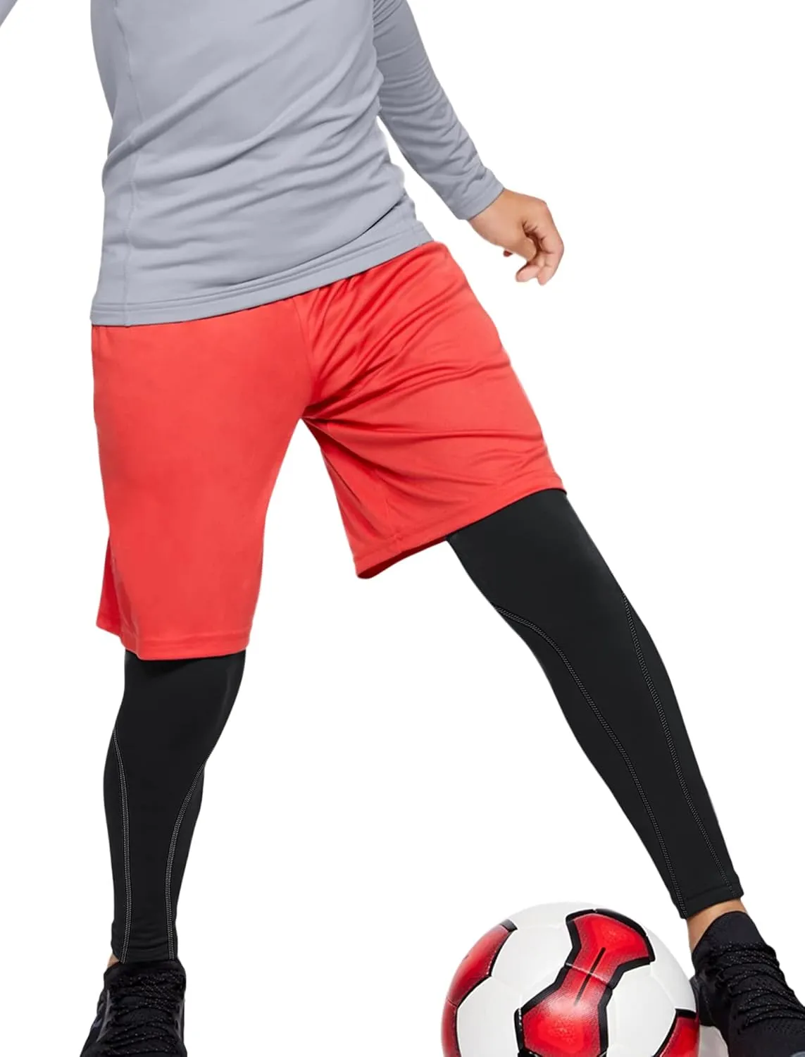 TELALEO 1/2/3/4 Pack Boys' Youth Compression Leggings Pants Tights Athletic Base Layer for Running Hockey Basketball