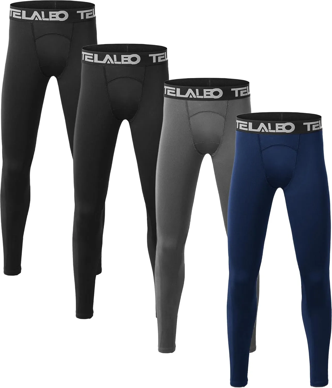 TELALEO 1/2/3/4 Pack Boys' Youth Compression Leggings Pants Tights Athletic Base Layer for Running Hockey Basketball