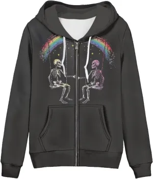 Thin Oversized Zip Up Hoodie with Pockets Women Lightweight Sweater Graphic Sweatshirts for Women Size XS-5XL